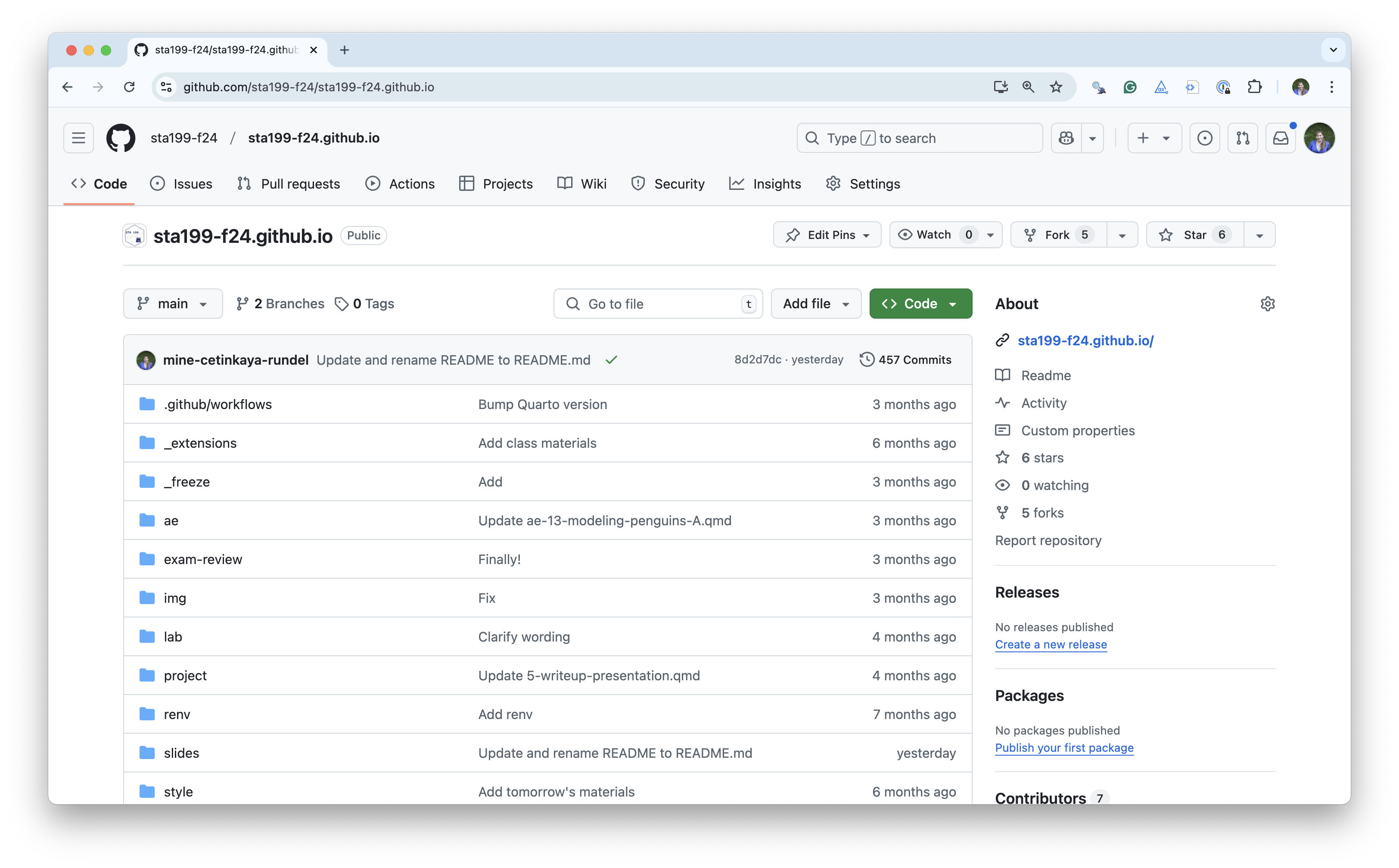 GitHub repo for the course website for STA 199 - Fall 2024.